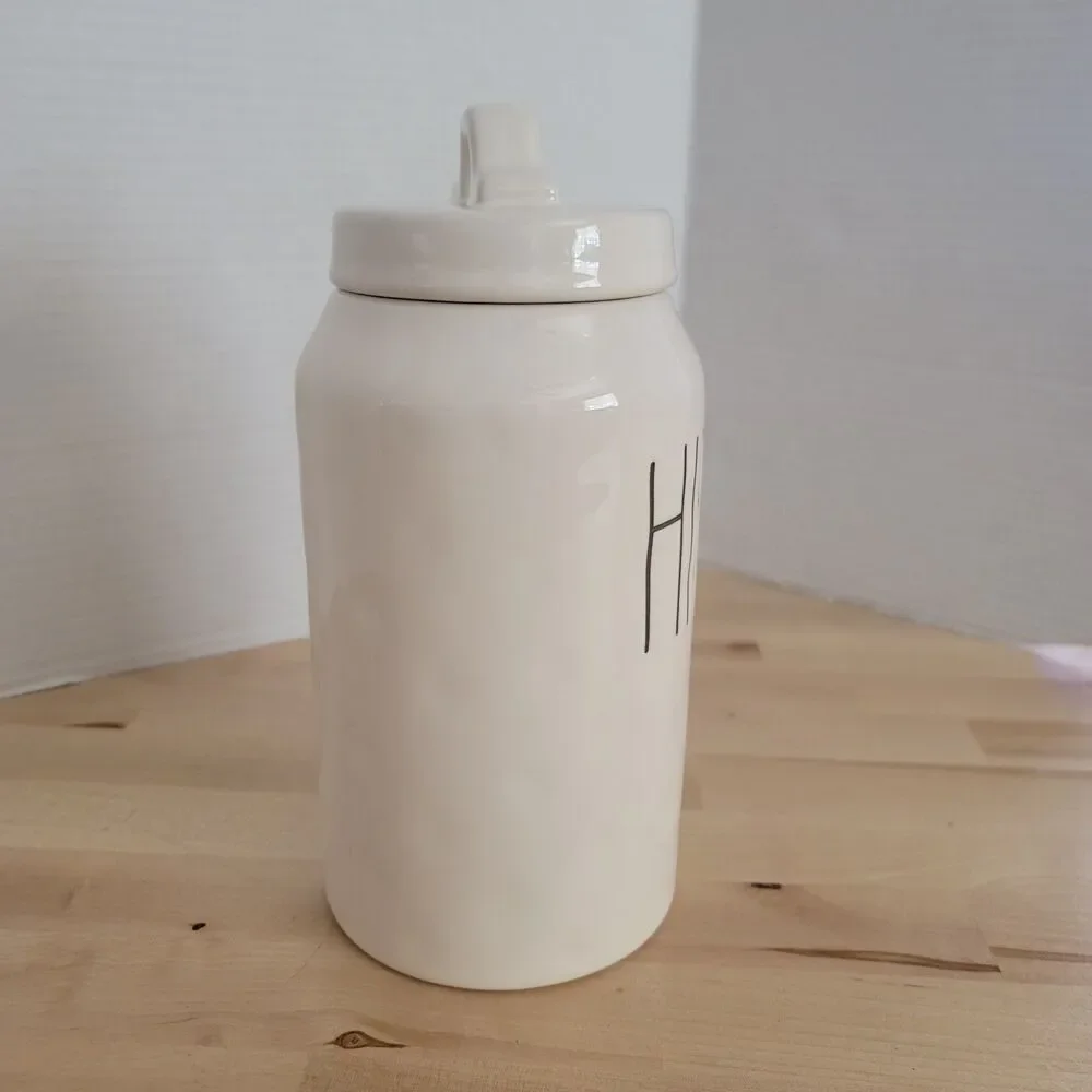 Rae Dunn 'HIP HOP' Canister Storage Jar White w/ Black Lettering 9 Inches Easter - Picture 2 of 9